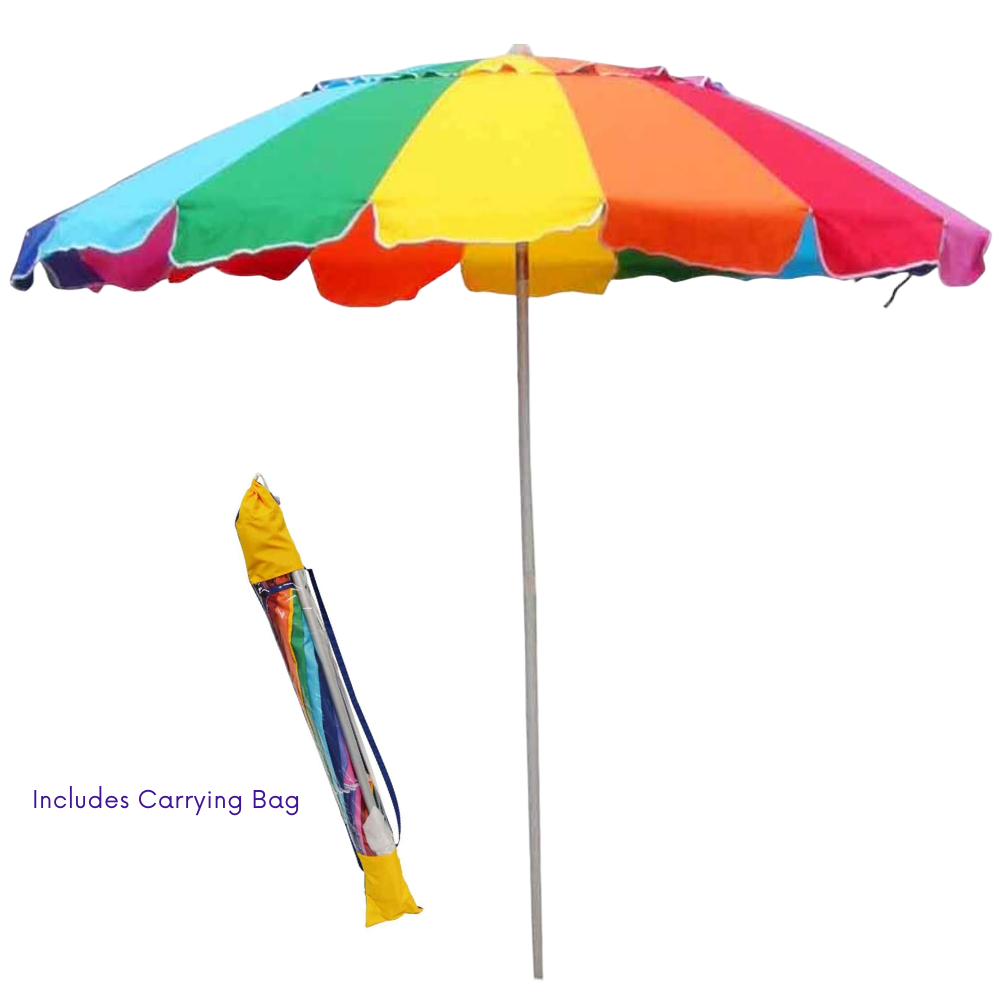 Mainstays 6 ft Blue and White Stripe Beach Umbrella, Sun Protection