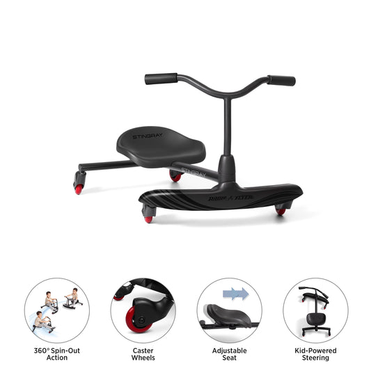 Radio Flyer Stingray, Caster Scooter Ride-On for Kids with Handles, 360 Spins