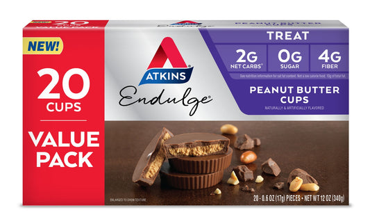 (3 pack) Atkins Endulge Treats, Peanut Butter Cups, Sugar Free Candy, Keto Desserts, Low Sugar Treats, 20 Count (10ct Value Pack)