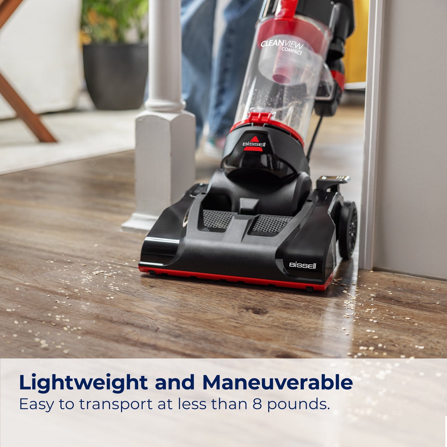 BISSELL CleanView Compact Bagless Upright Vacuum with Scatter-Free Technology, Powerful Suction, Extended Reach, Model 3508T, Red