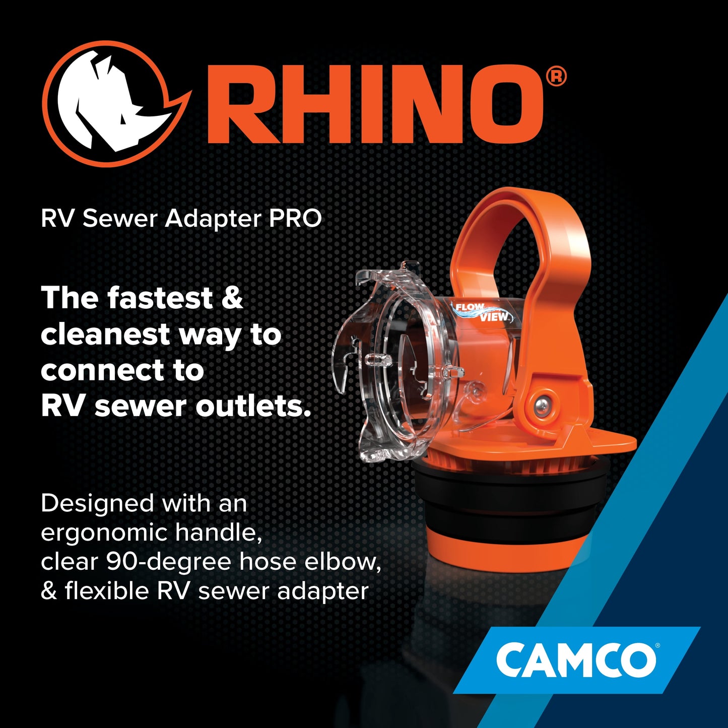 Camco Rhino RV Sewer Hose Elbow with Drain Lock Adapter for Camping, 1 Pack - Orange (39730)