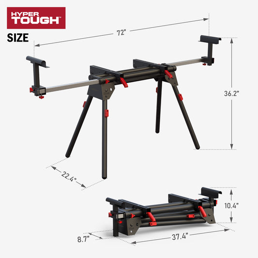 Hyper Tough Hyper Stack Heavy Duty 500-lb Miter Saw Stand, Supports 10' Boards