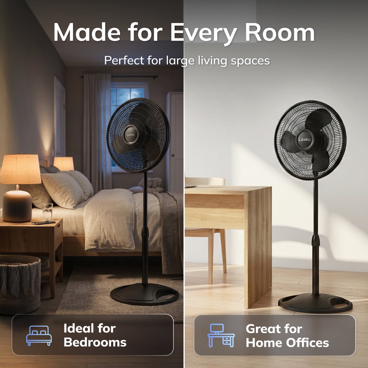 Lasko 16" 3-Speed Oscillating, Adjustable Height, Pedestal Fan S16500