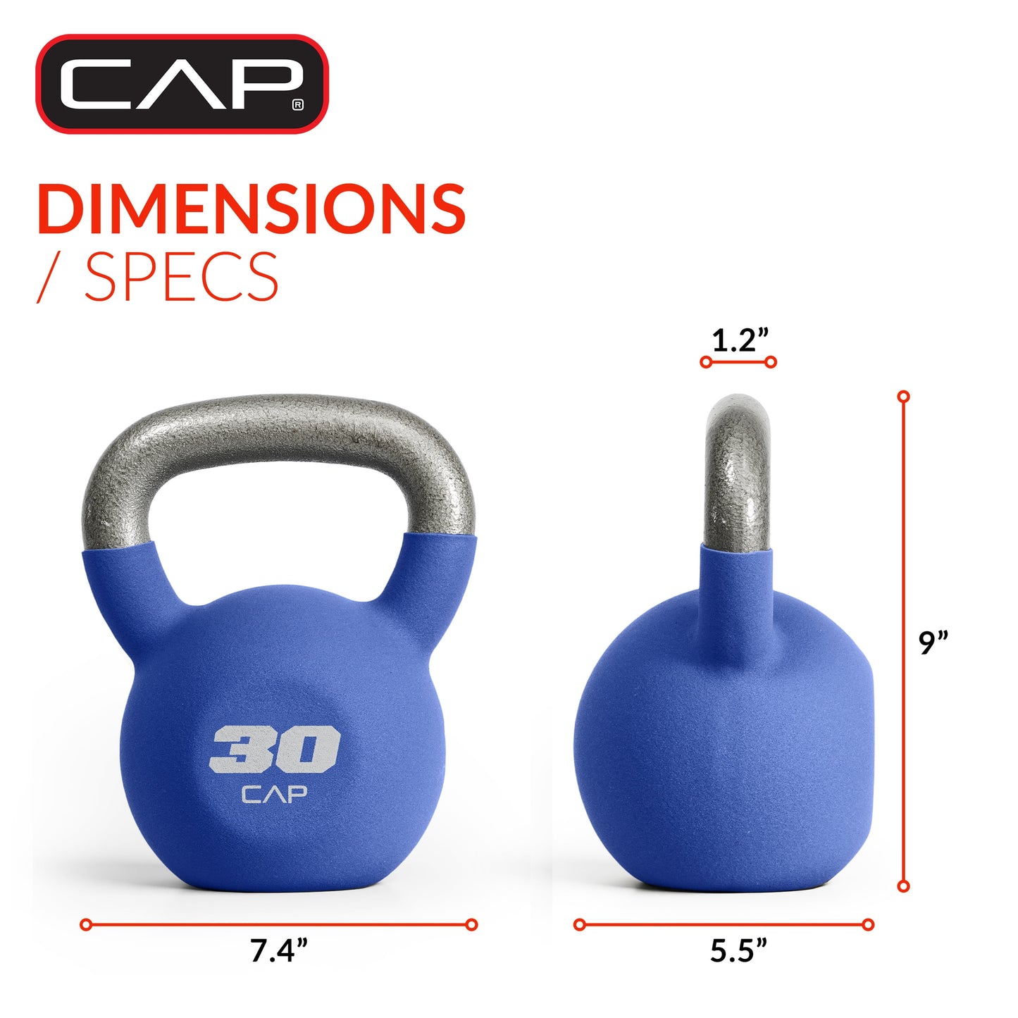 CAP, 30lb Neoprene Coated Kettlebell, Blue