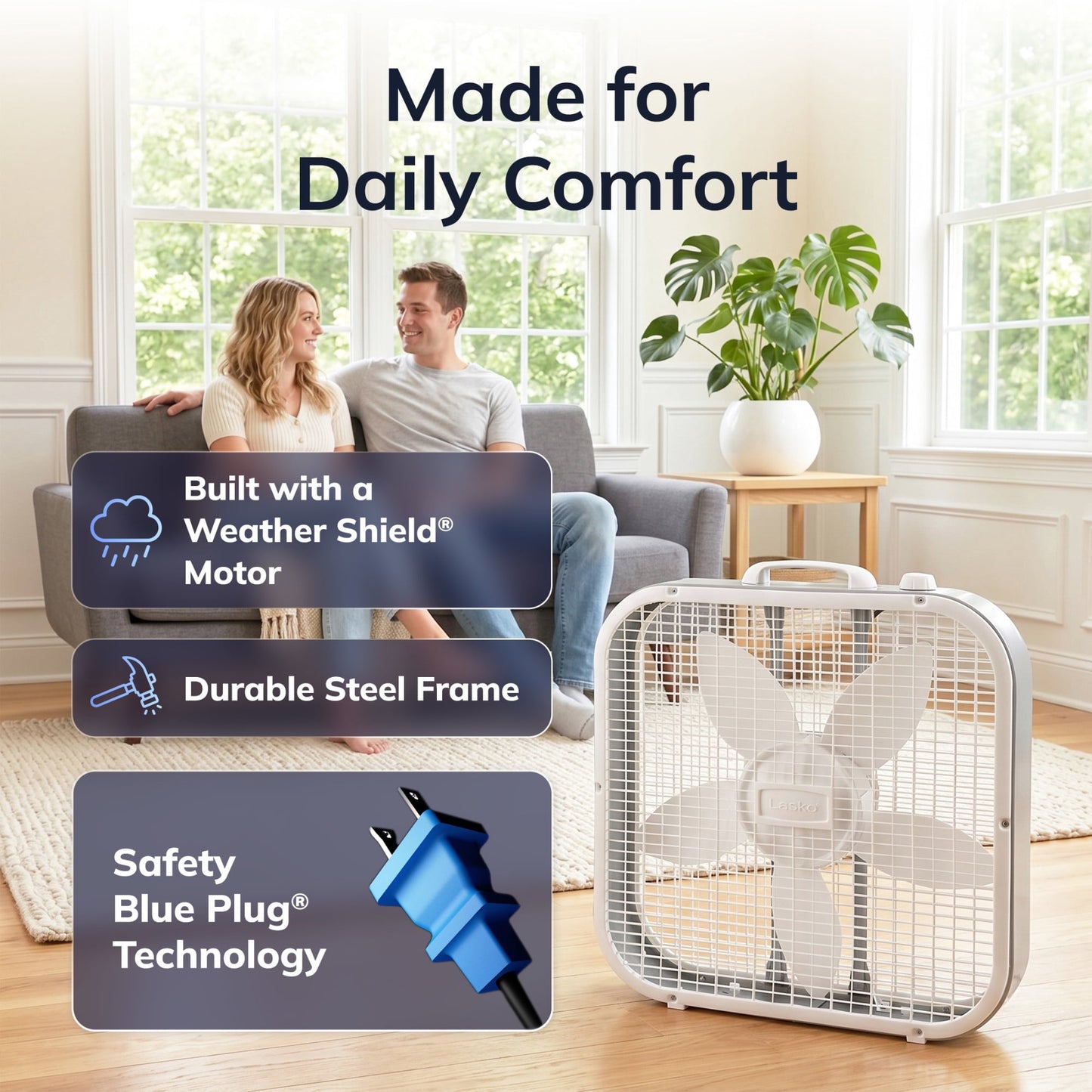 Lasko 20" 3-Speed Weather-Resistant Motor Box Fan B20200