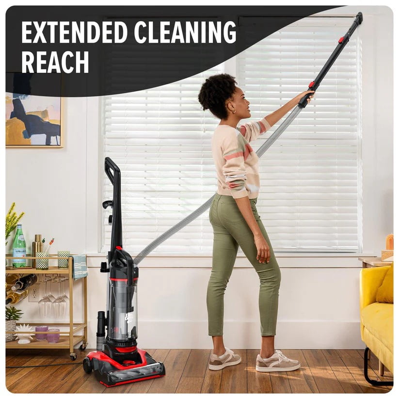 Dirt Devil Bagless Upright Vacuum Cleaner, Multi-Surface Extended Reach+, Pet Friendly, Above Floor Cleaning, Upholstery Tool, UD76330V, Black