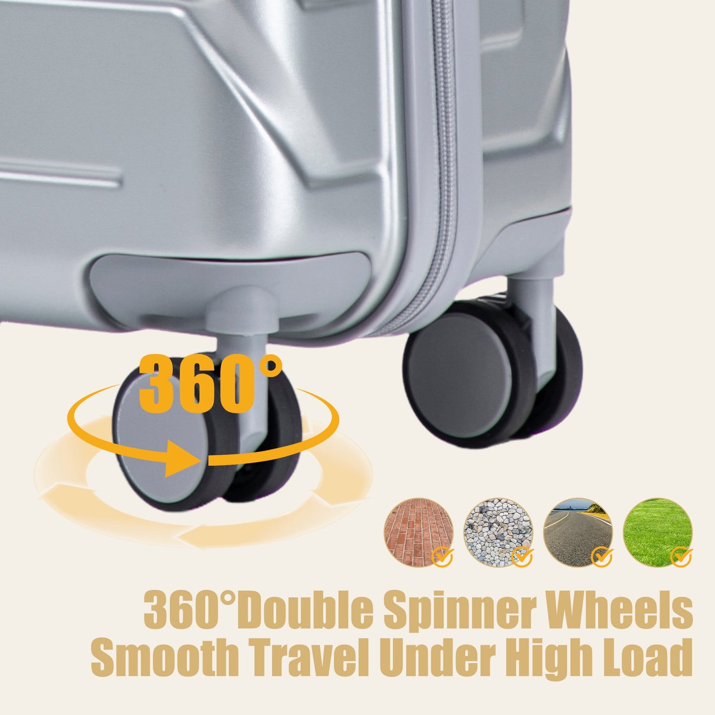 Leumius Hardside Carry on Luggage with Spinner Wheels, Hard Shell ABS Suitcase, 20-Inch Lightweight Expandable Rolling Luggage, Silver