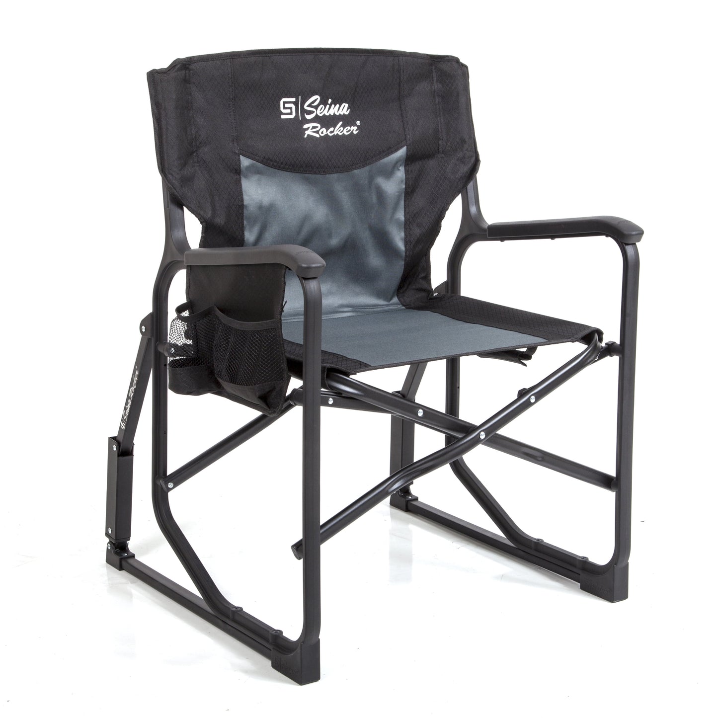 Seina Patriotic Outdoor Foldable Rocking Chair with Armrests, Cup Holder and Side Pocket, 300 lbs Capacity.