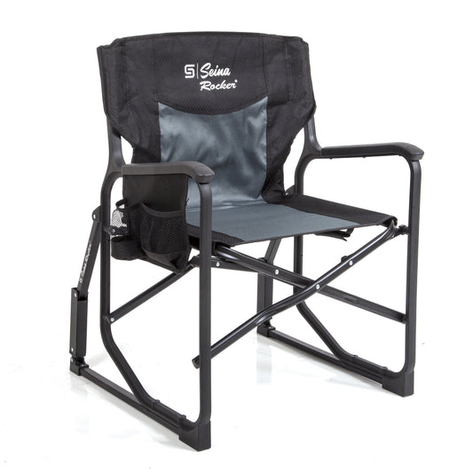 Seina Patriotic Outdoor Foldable Rocking Chair with Armrests, Cup Holder and Side Pocket, 300 lbs Capacity.
