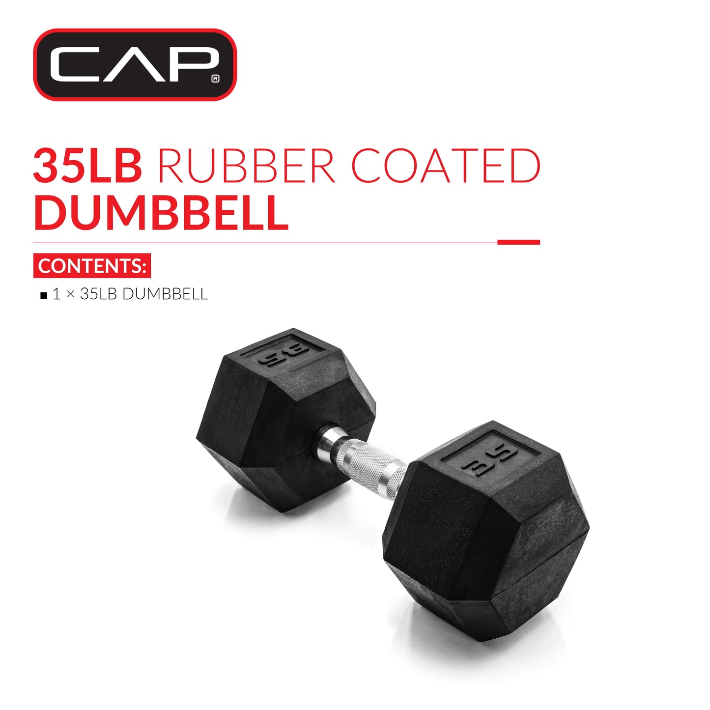 CAP Barbell, 35lb Coated Hex Dumbbell, Single