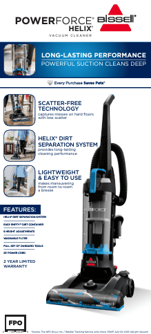BISSELL PowerForce Helix, Bagless, Upright Vacuum, Pet Friendly, Scatter-Free Technology, Helix Dirt Separation System, Lightweight, 3313, Blue & Black