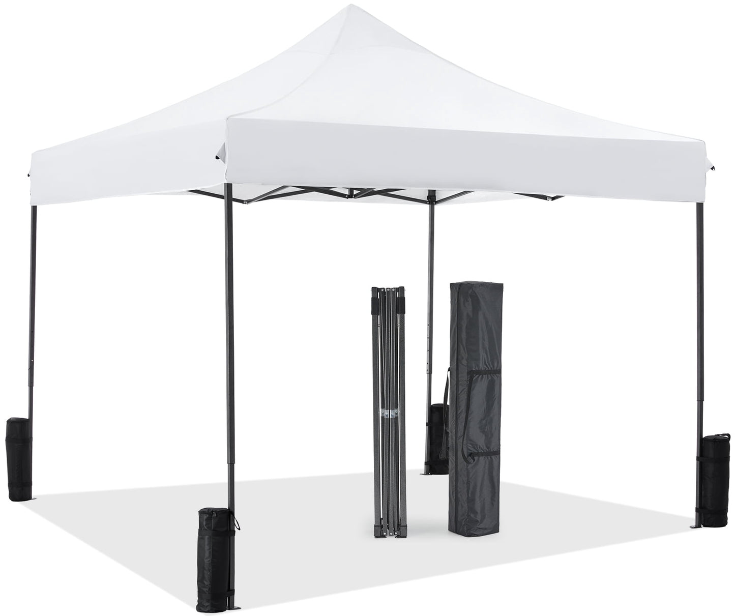 GIANNA 10x10 FT Pop Up Canopy Tent with Slant Legs and Carrying Bag, Easy Setup Outdoor Shelter for Patio, Garden, Beach, White