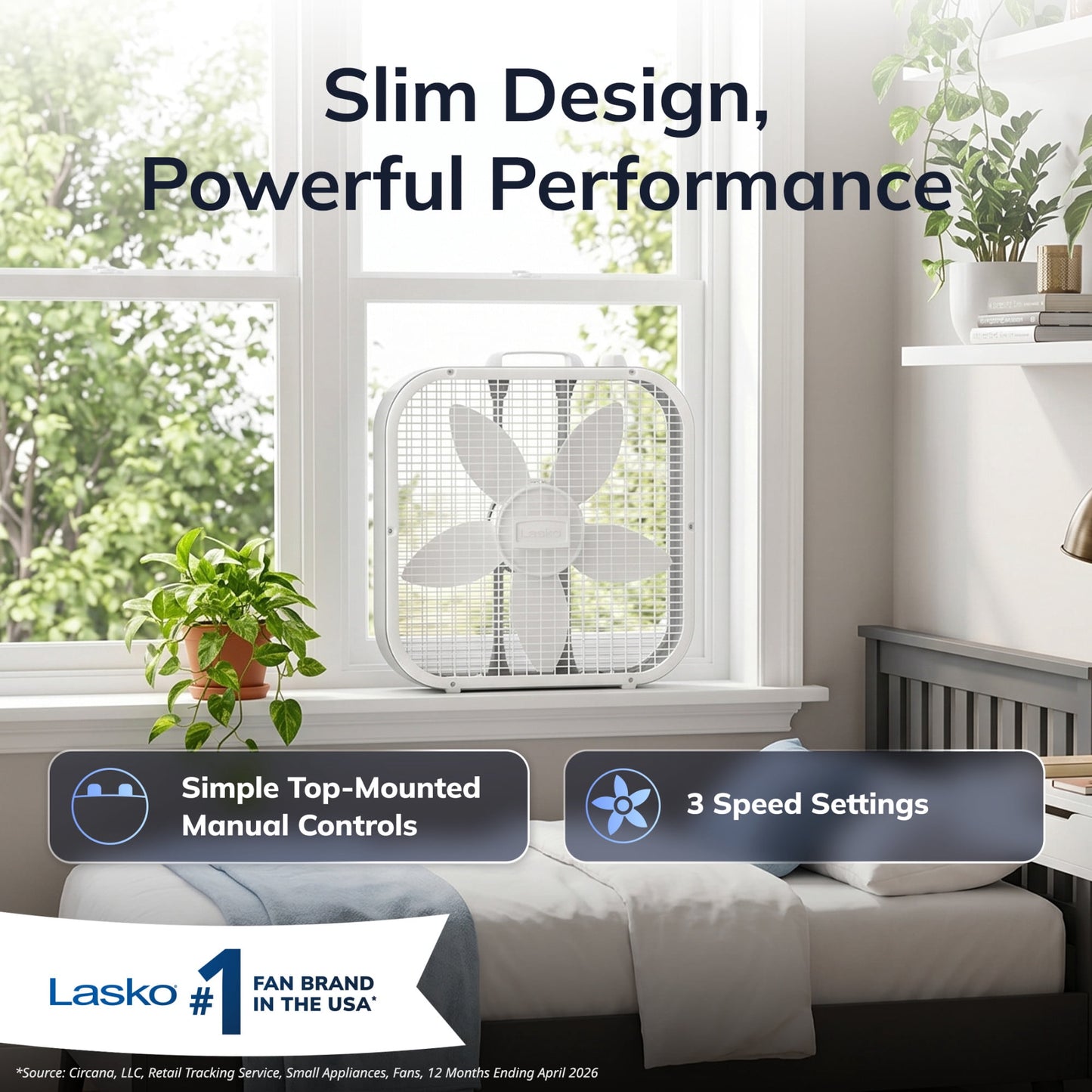 Lasko 20" 3-Speed Weather-Resistant Motor Box Fan B20200