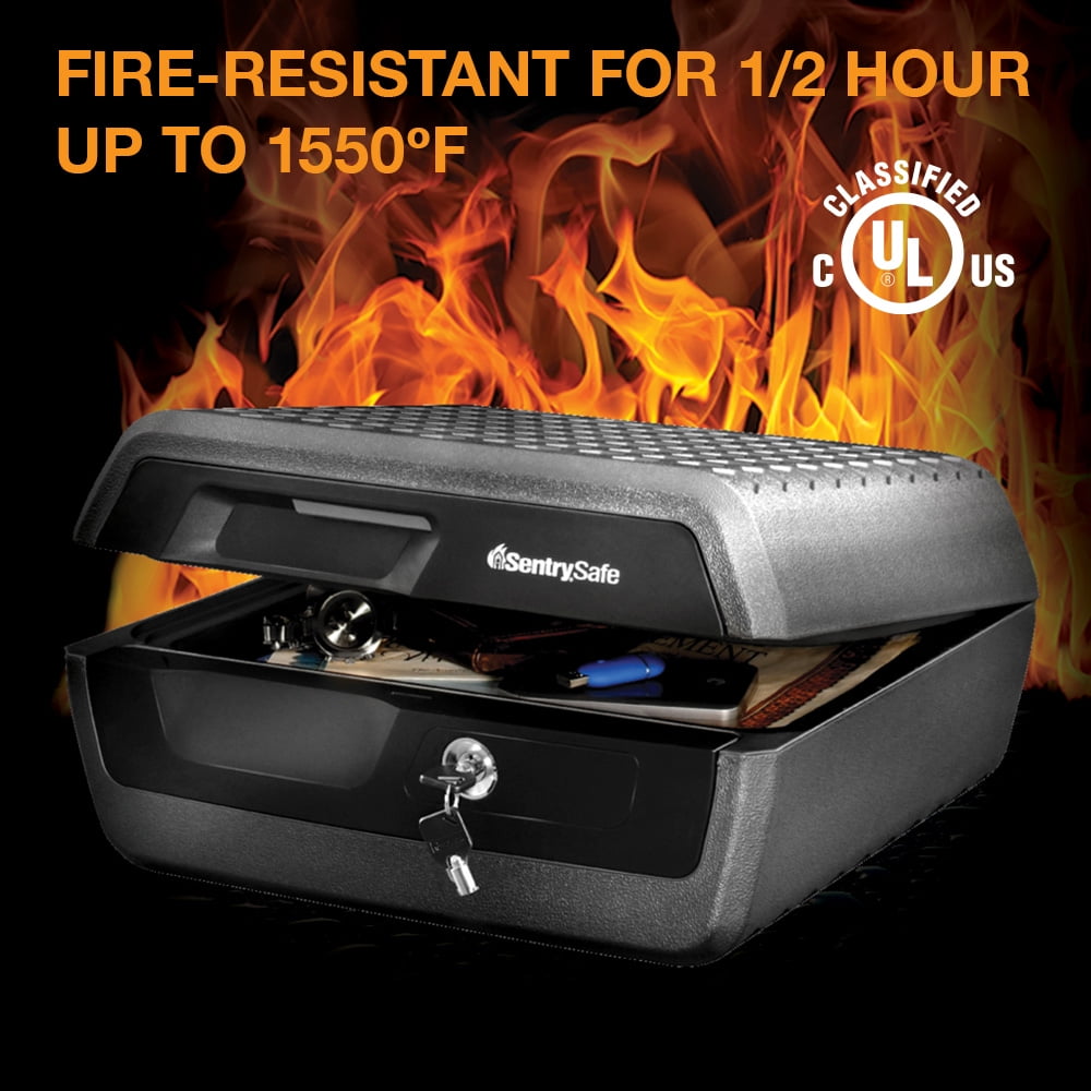 SentrySafe CHW30200 Fire-Resistant And Water-Resistant Box Safe With Tubular Key Lock, 0.36 Cu. Ft.