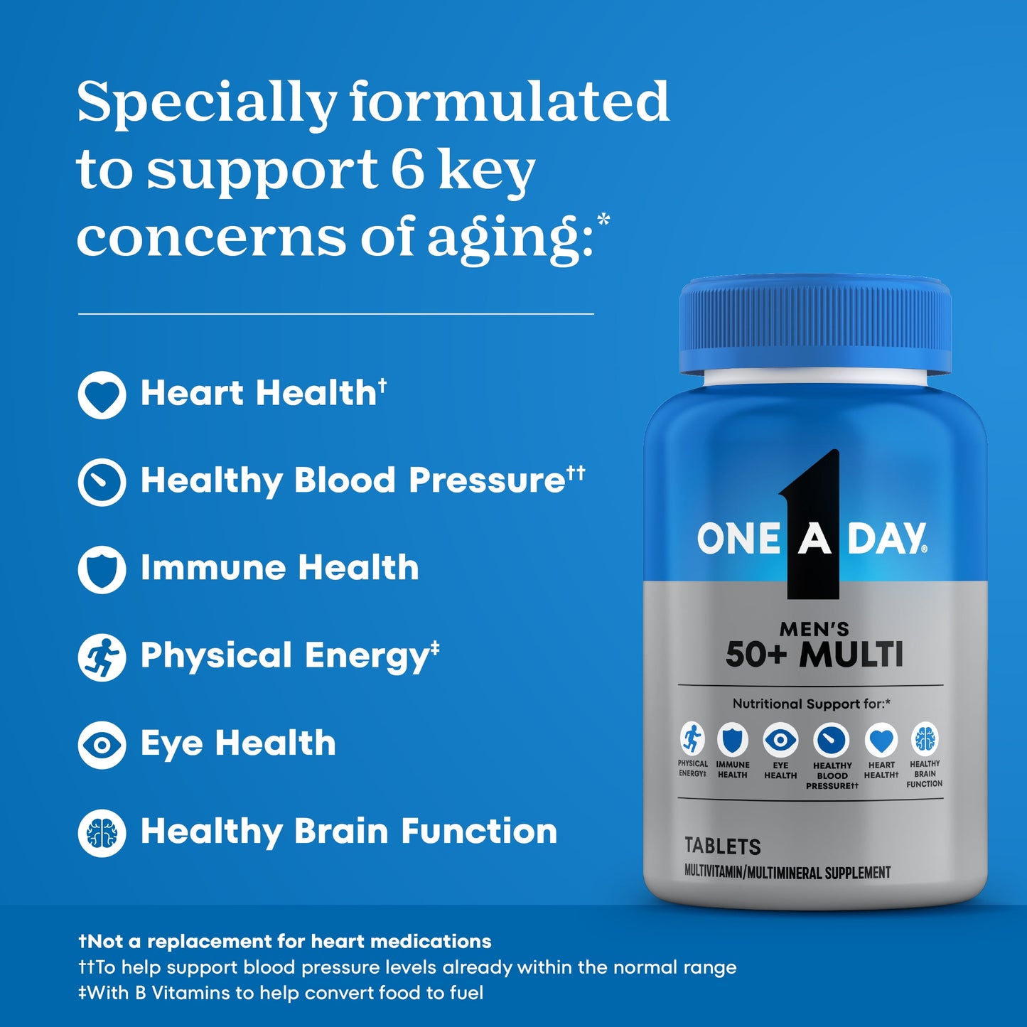 One A Day Men's 50+ Multivitamin Tablets, Multivitamins for Men, 200 Ct