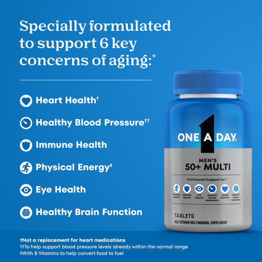 One A Day Men's 50+ Multivitamin Tablets, Multivitamins for Men, 200 Ct