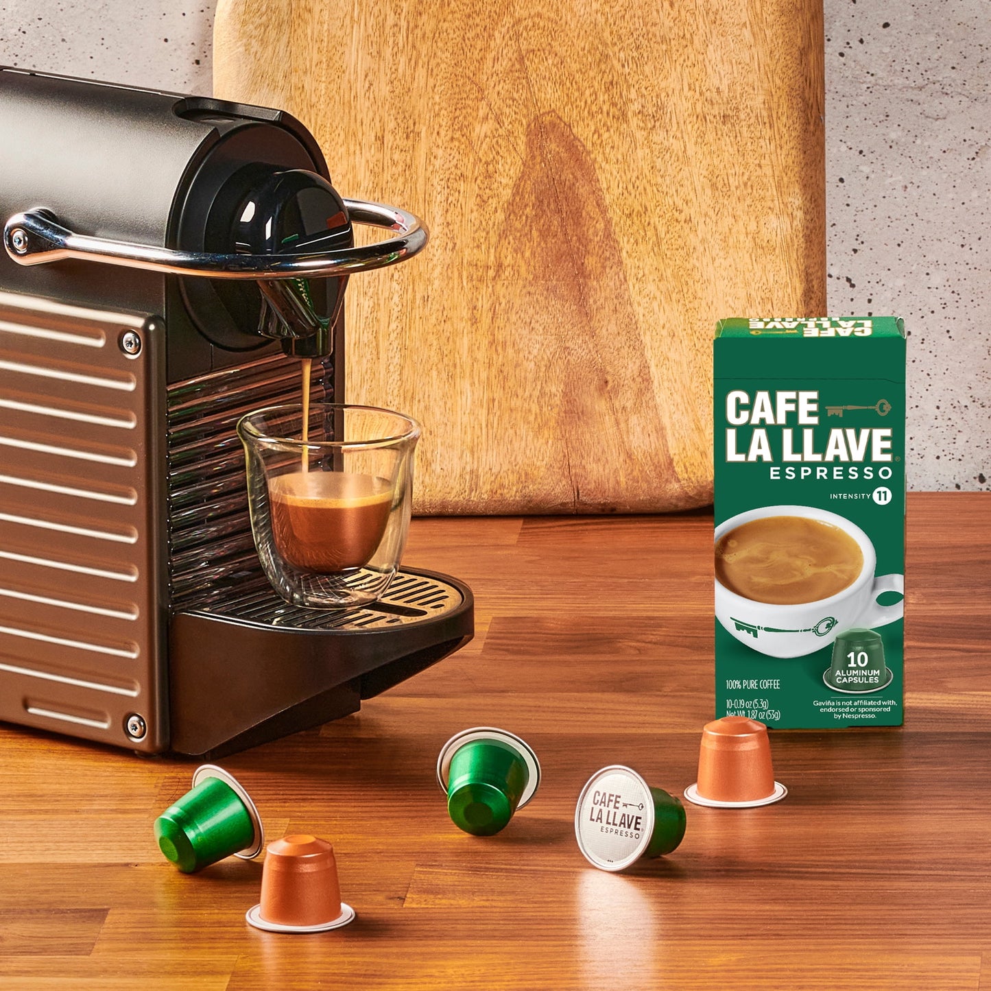 Cafe La Llave Espresso, Dark Roast Latin-Style Coffee Capsules, Intensity 11, 40 Count