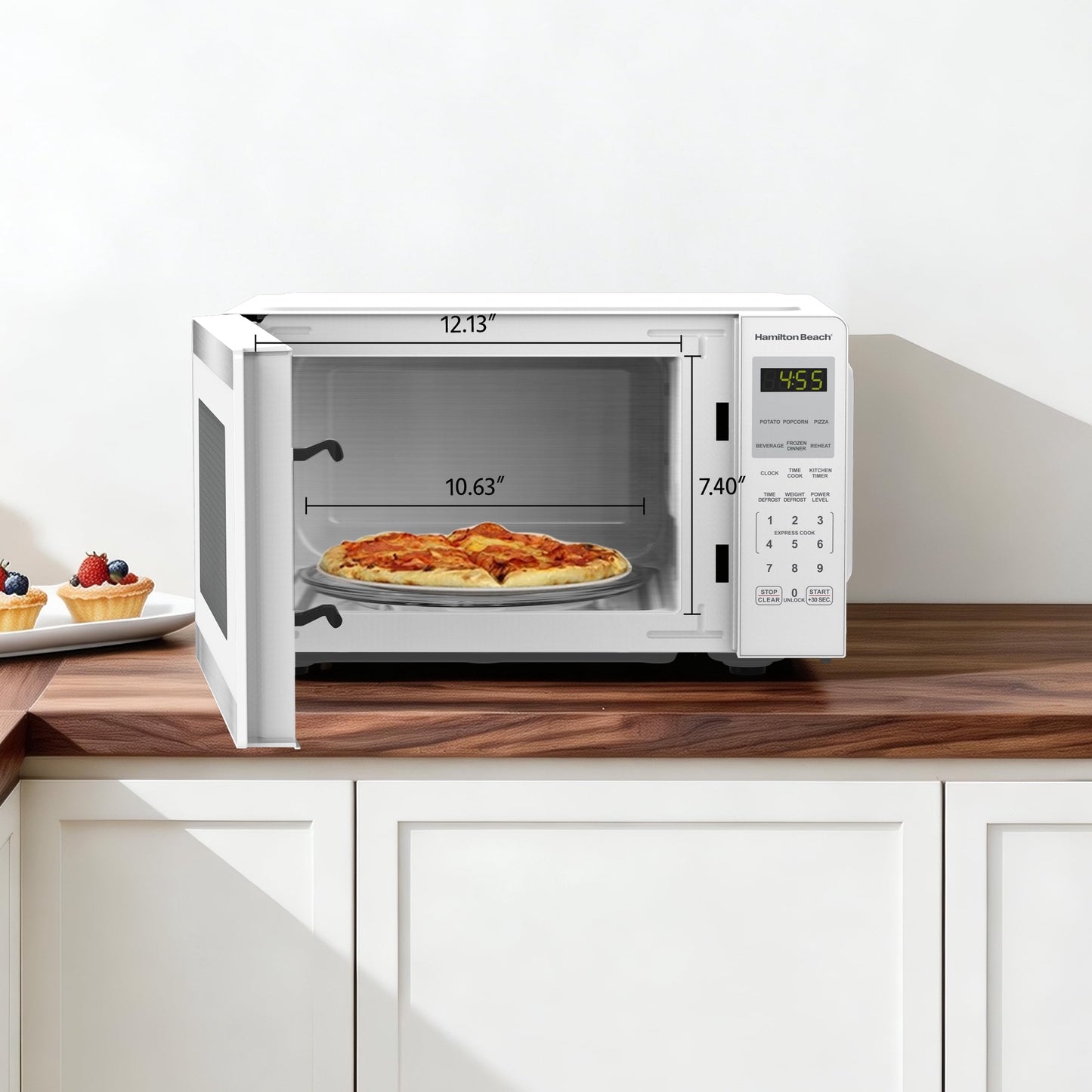 Hamilton Beach Microwave Oven 0.9 cu ft 900W White Stainless Steel