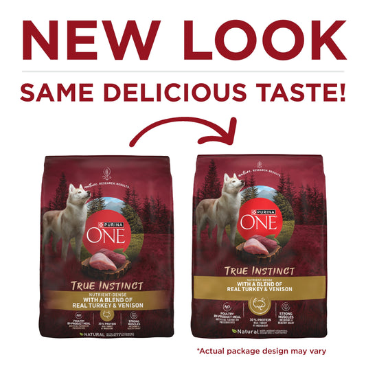 Purina One True Instinct Dry Dog Food for Adult Dogs, High Protein Real Turkey & Venison, 15 lb Bag