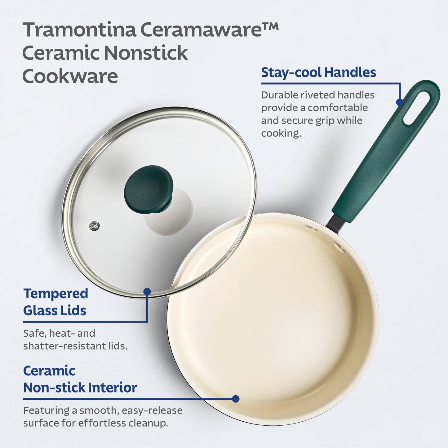 Tramontina Ceramaware 20-Piece Ceramic Nonstick Cookware Set , Green