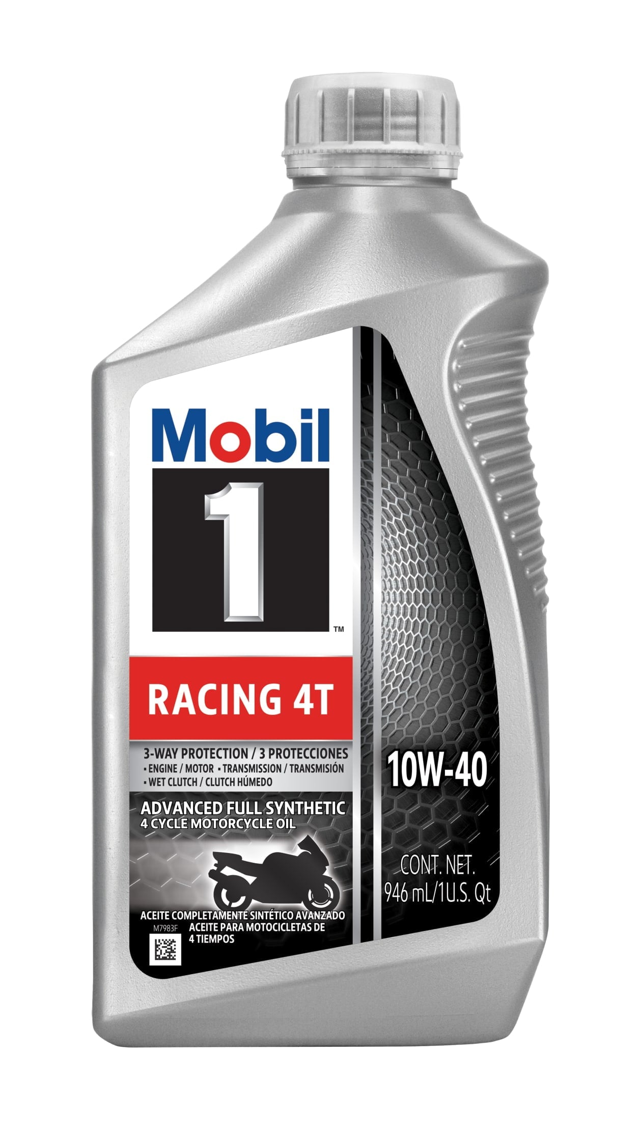 (3 pack) Mobil 1 Racing 4T Full Synthetic Motorcycle Oil 10W-40, 1 Quart