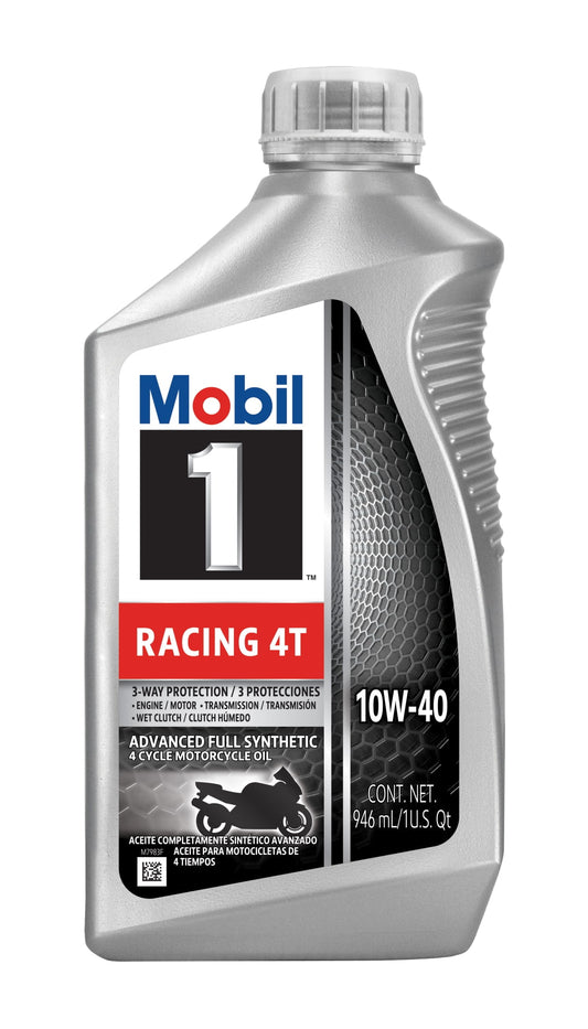 (3 pack) Mobil 1 Racing 4T Full Synthetic Motorcycle Oil 10W-40, 1 Quart