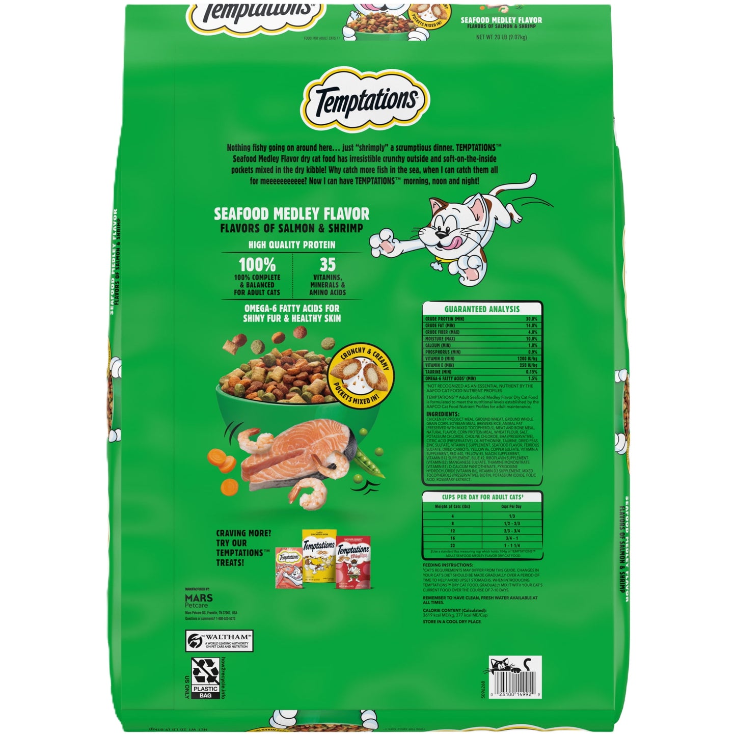 Temptations Seafood Medley Adult Dry Cat Food 20 lb Bag