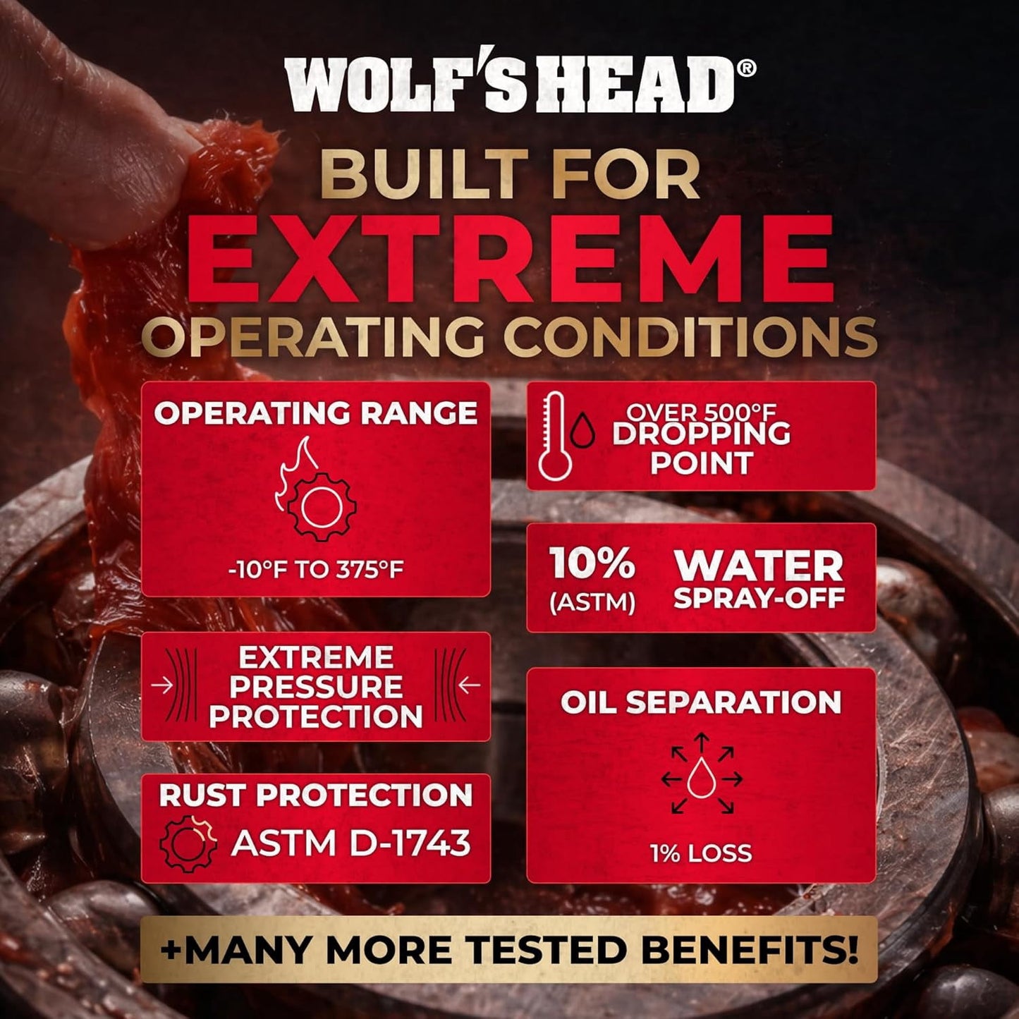 Wolf's Head Red Grease NLGI #2 (836-88301-91) 14 Oz Tube, Pack of 10