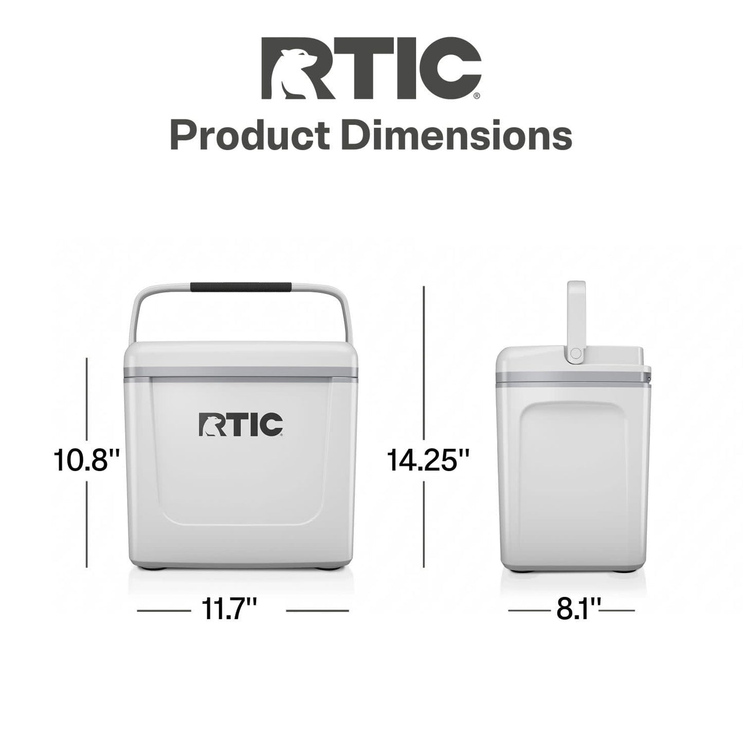 RTIC Road Trip 8 Qt Hard-Sided Personal Cooler, Fits 12 Cans, White & Grey