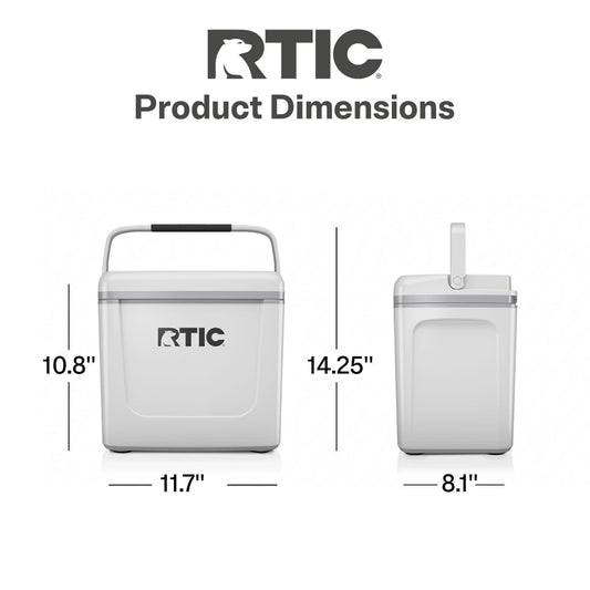 RTIC Road Trip 8 Qt Hard-Sided Personal Cooler, Fits 12 Cans, White & Grey