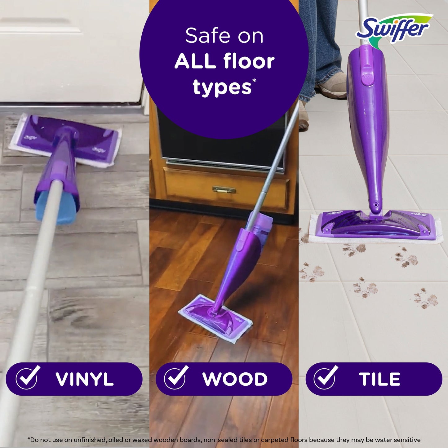 Swiffer Wet Jet with Refill, Unscented, 1 Handle + 1 Solution & 5 Pads (Battery Included)