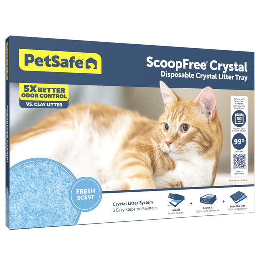 (4 pack) PetSafe ScoopFree Crystal Disposable Cat Litter Tray, Fresh Scent, Silica Crystals, 1-Pack, Blue