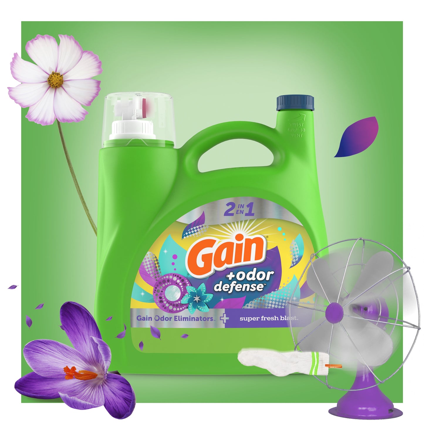 Gain Odor Defense Liquid Laundry Detergent, Super Fresh Blast Scent, 194 fl oz, 134 Loads