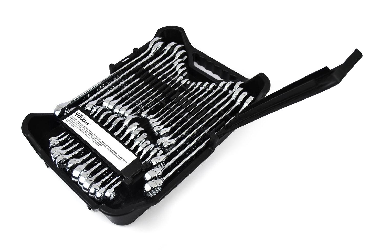 Hyper Tough 32-Piece Combination Wrench Set, SAE & Metric, Chrome Vanadium Steel, Standard & Stubby Sizes, Storage Case Included