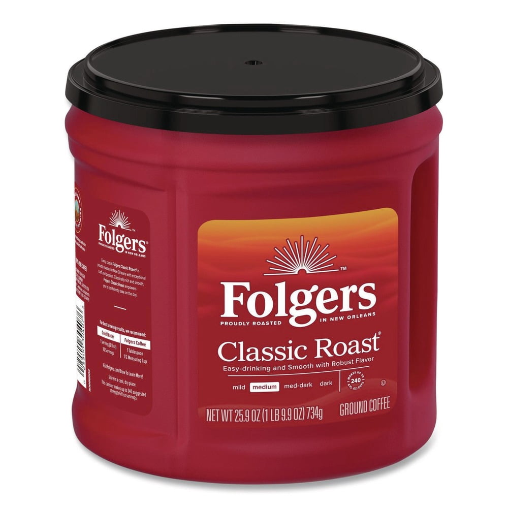 (6 pack) Folgers Classic Roast Ground Coffee, Medium Roast, 25.9 oz Canister
