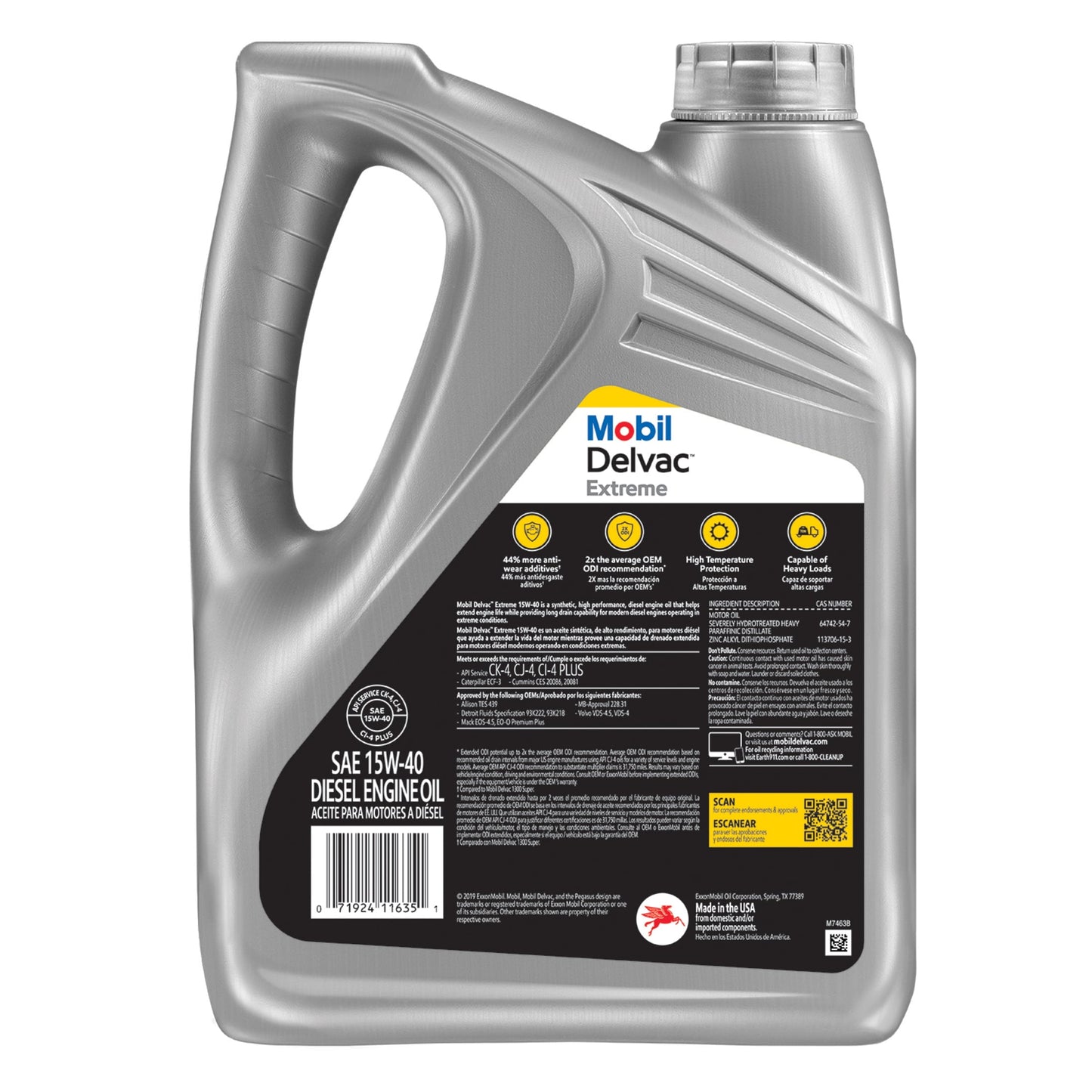 (2 pack) Mobil Delvac Extreme Heavy Duty Full Synthetic Diesel Engine Oil 15W-40, 1 Gallon