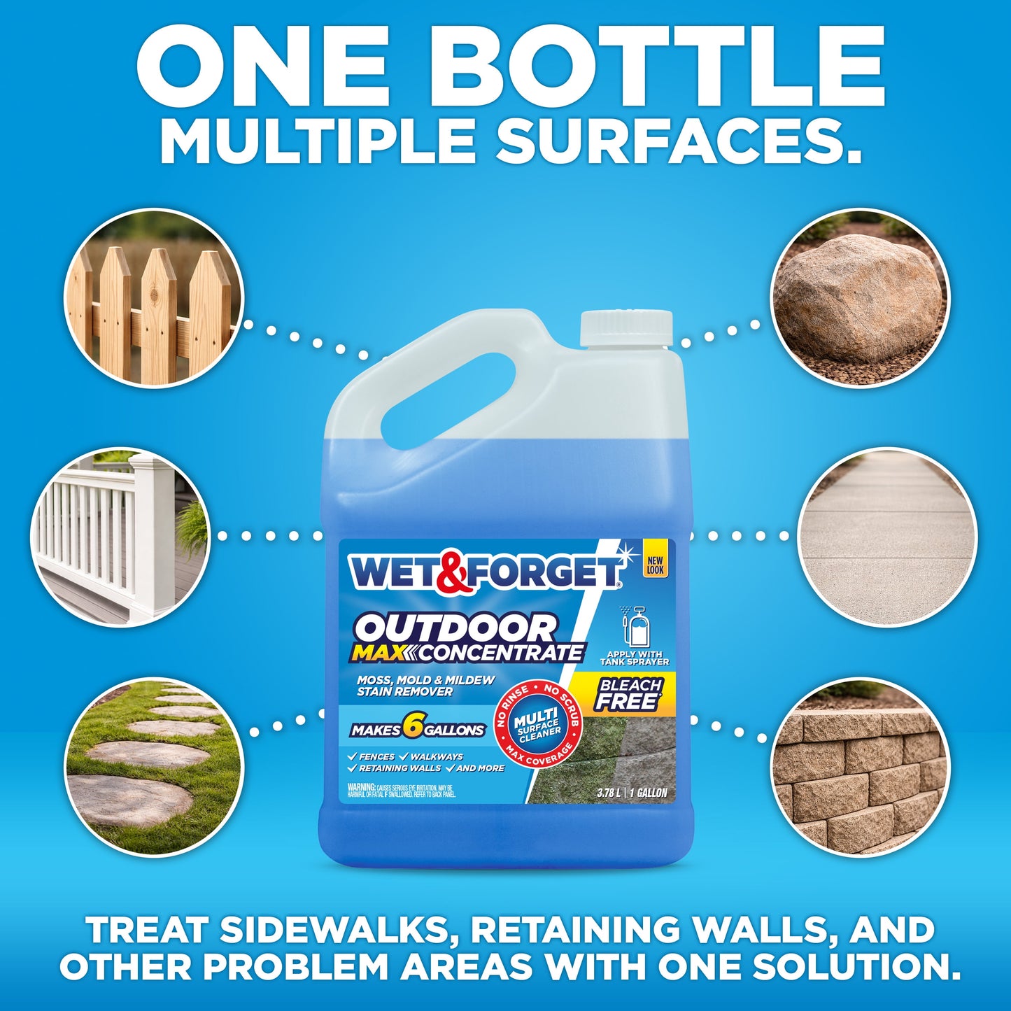 Wet & Forget Outdoor MAX Moss, Mold, Mildew, and Algae Stain Remover Concentrate, 128 oz