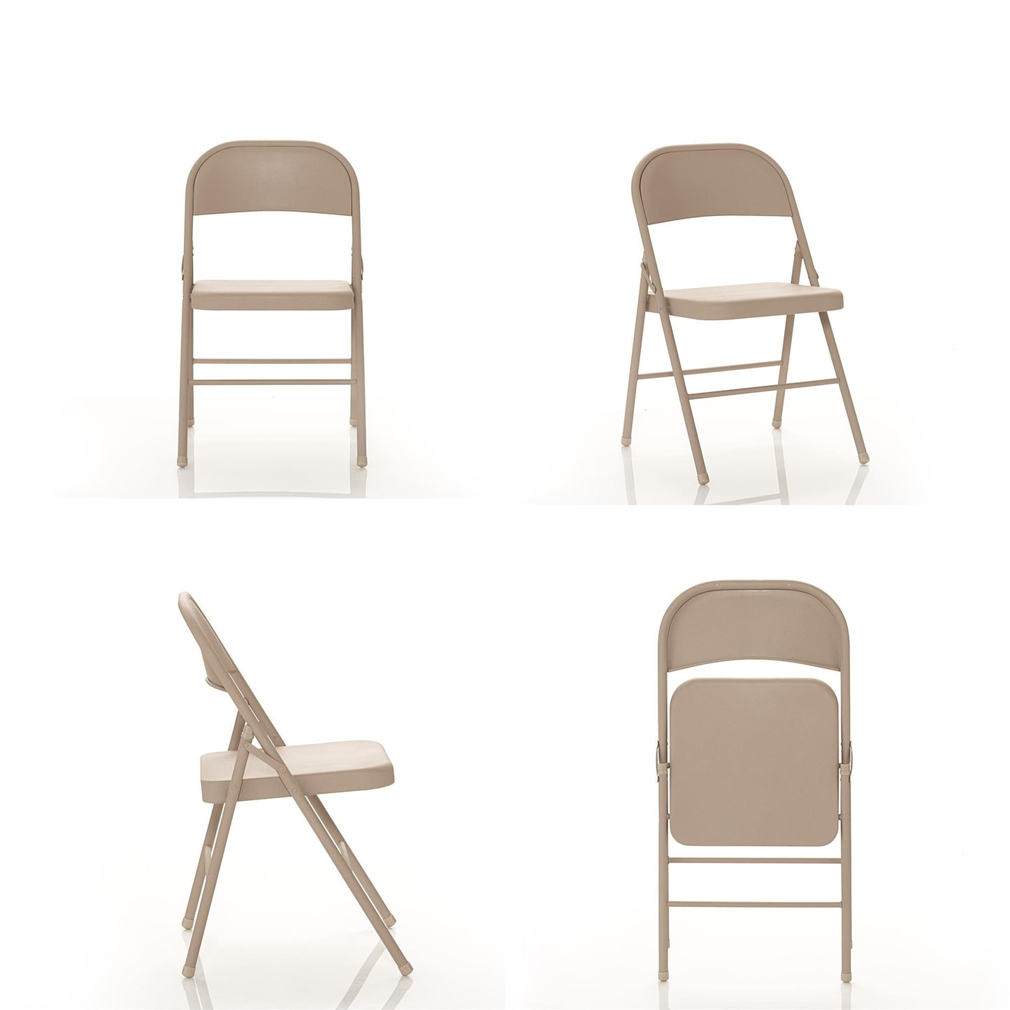 Mainstays All-Steel Metal Folding Chair, Beige (Set of 4)