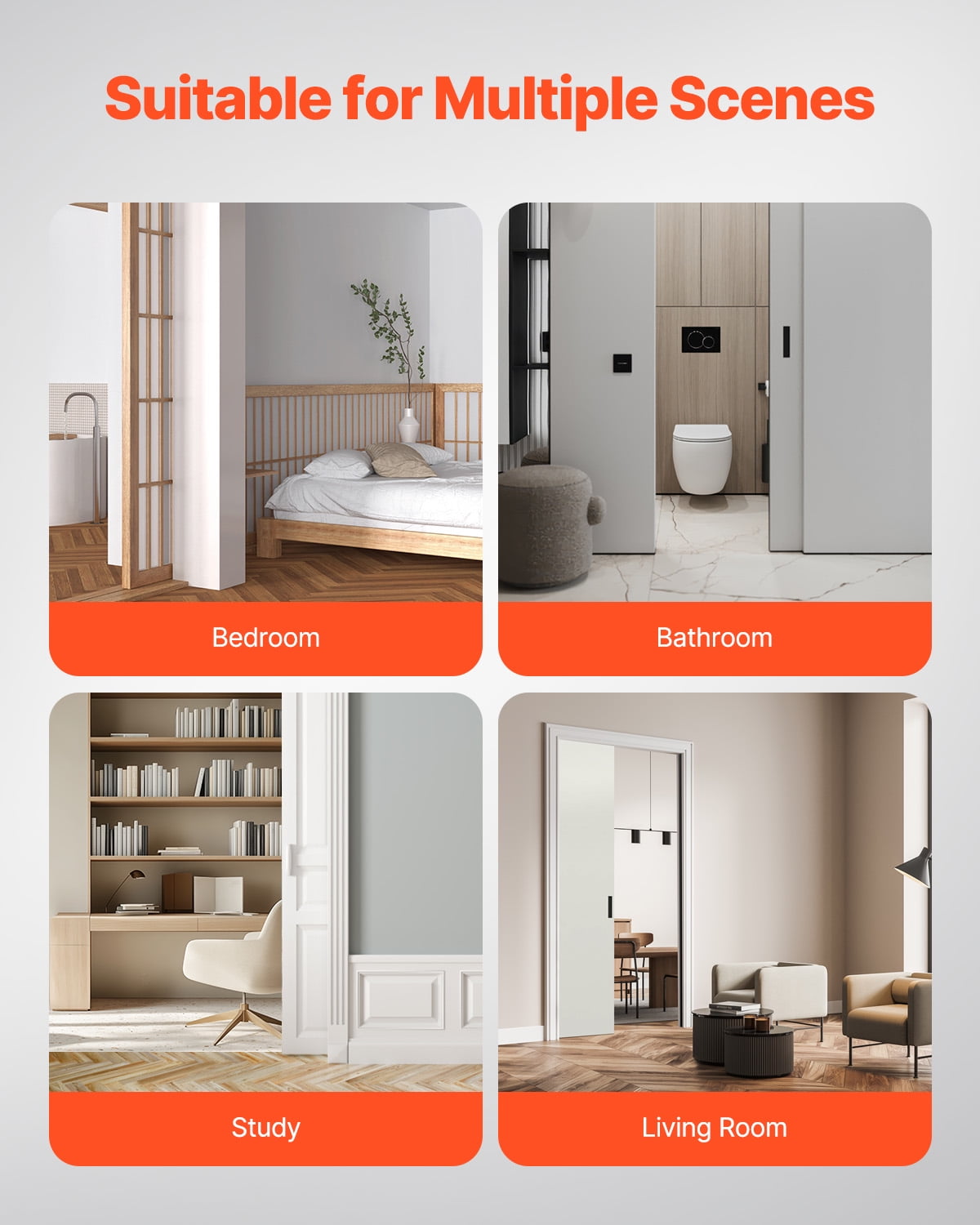 KFFKFF Sliding Pocket Door Hardware Track Kit, 5.73 ft Durable Pocket Door System, Commercial-Grade Hardware and Track Set for 24"-36" Wide Single Doors, Smooth Operation and Simple Installation