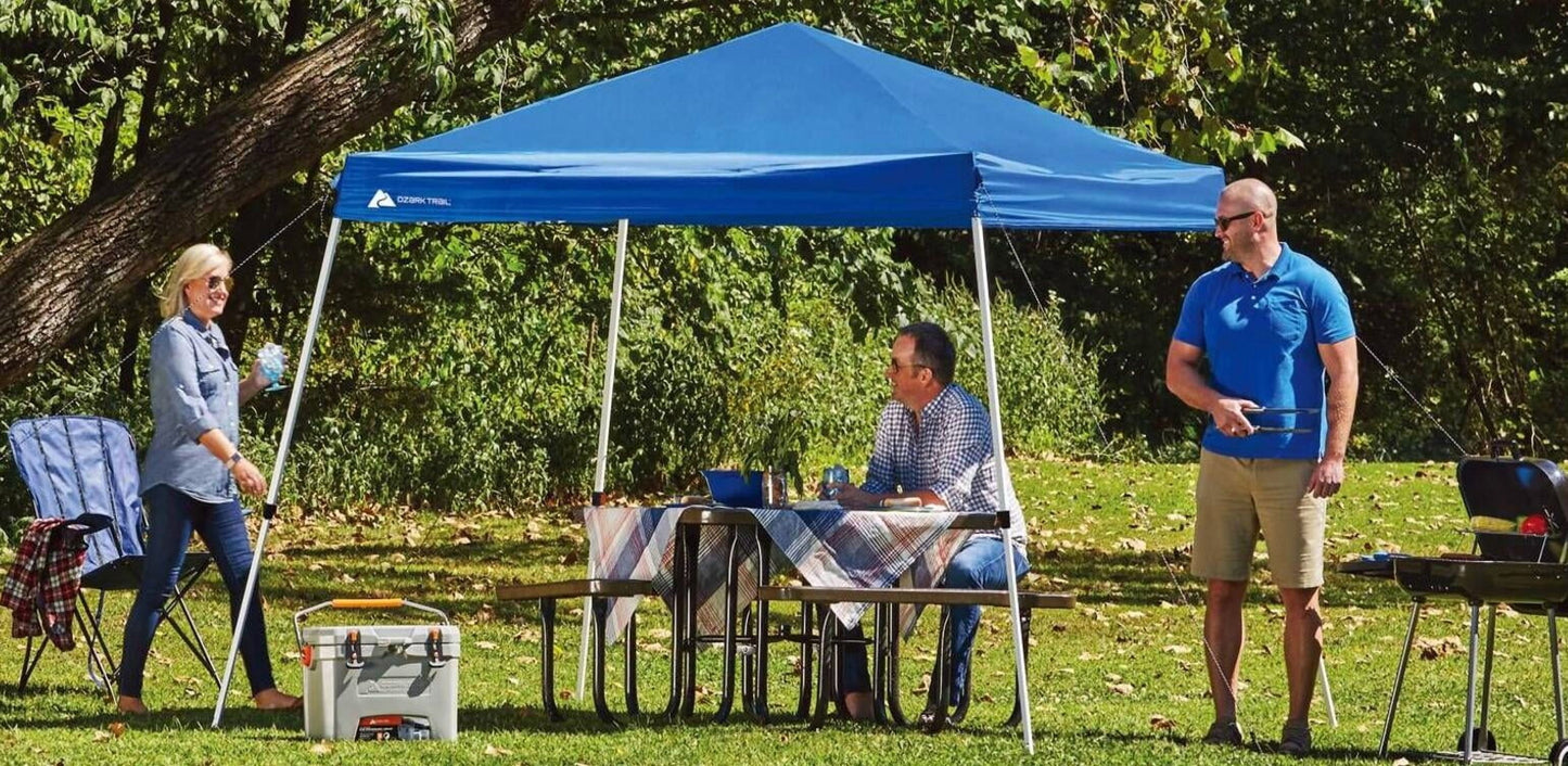 Ozark Trail 10'x10' Instant Slant Leg Pop-up Outdoor Canopy Tent, Blue