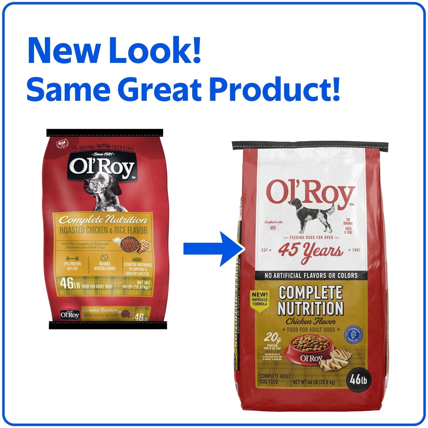 (2 pack) Ol' Roy Complete Nutrition Chicken Flavor Dry Dog Food, 46 lb Bag