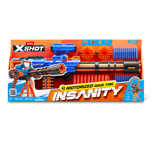 XSHOT Insanity Motorized Rage Fire with 72 Air Pocket Darts Outdoor Toy Blaster by ZURU for Ages 8+