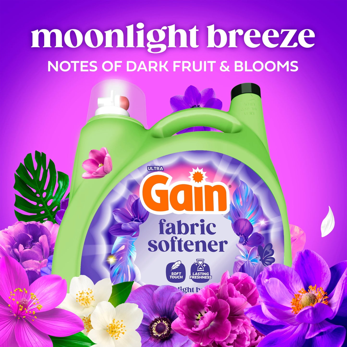 Gain Liquid Laundry Fabric Softener and Conditioner, Moonlight Breeze Scent, 140 fl oz, 190 Loads