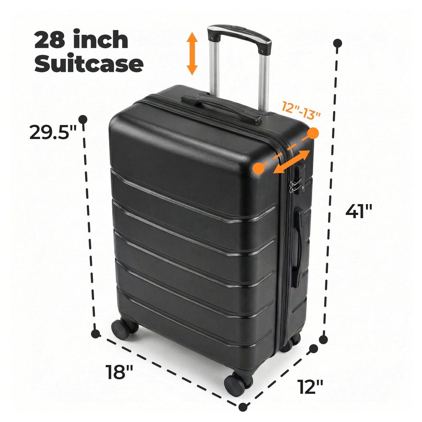 Alvantor 20-28 inch Luggage, Expandable Hardside Suitcase with Spinner Wheels, Blue,Black