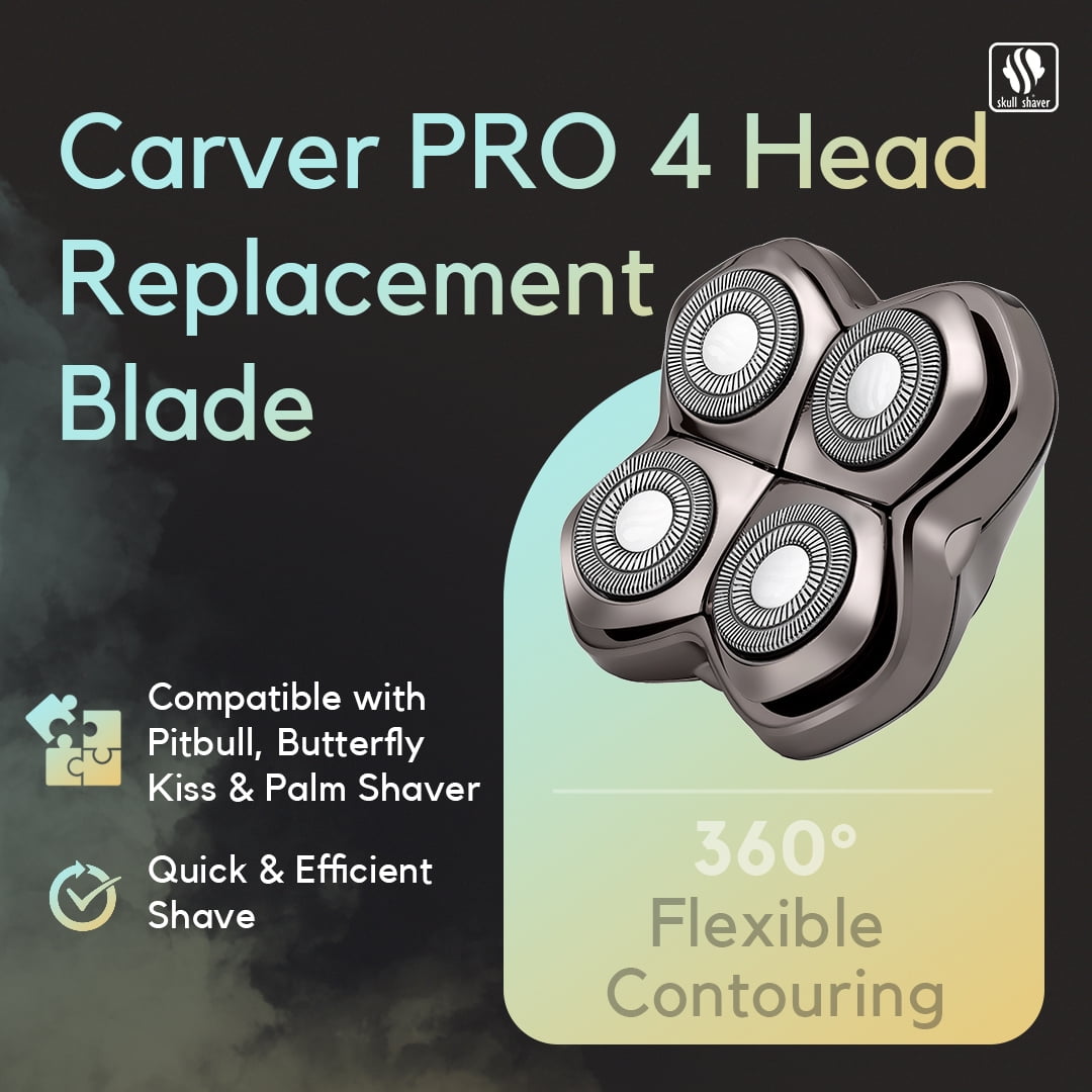 Skull Shaver Carver Blade PRO 4 Head Premium Hypo-Allergenic Replacement Shaver Blade for Bald Head Shavers, 1 Piece