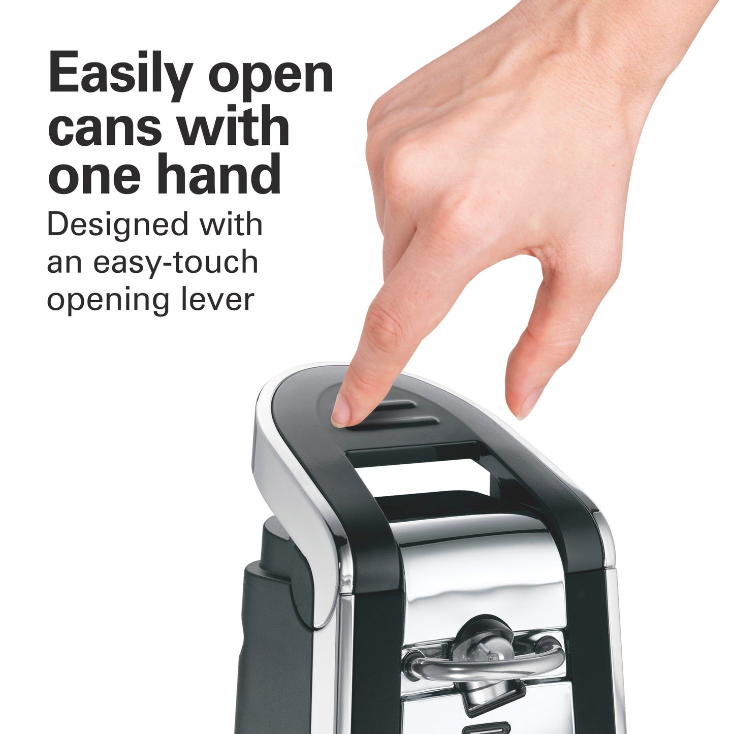 Hamilton Beach Smooth Edge Electric Can Opener, One-Touch, Hands-Free, Easy-Touch Lever, Black & Stainless Steel