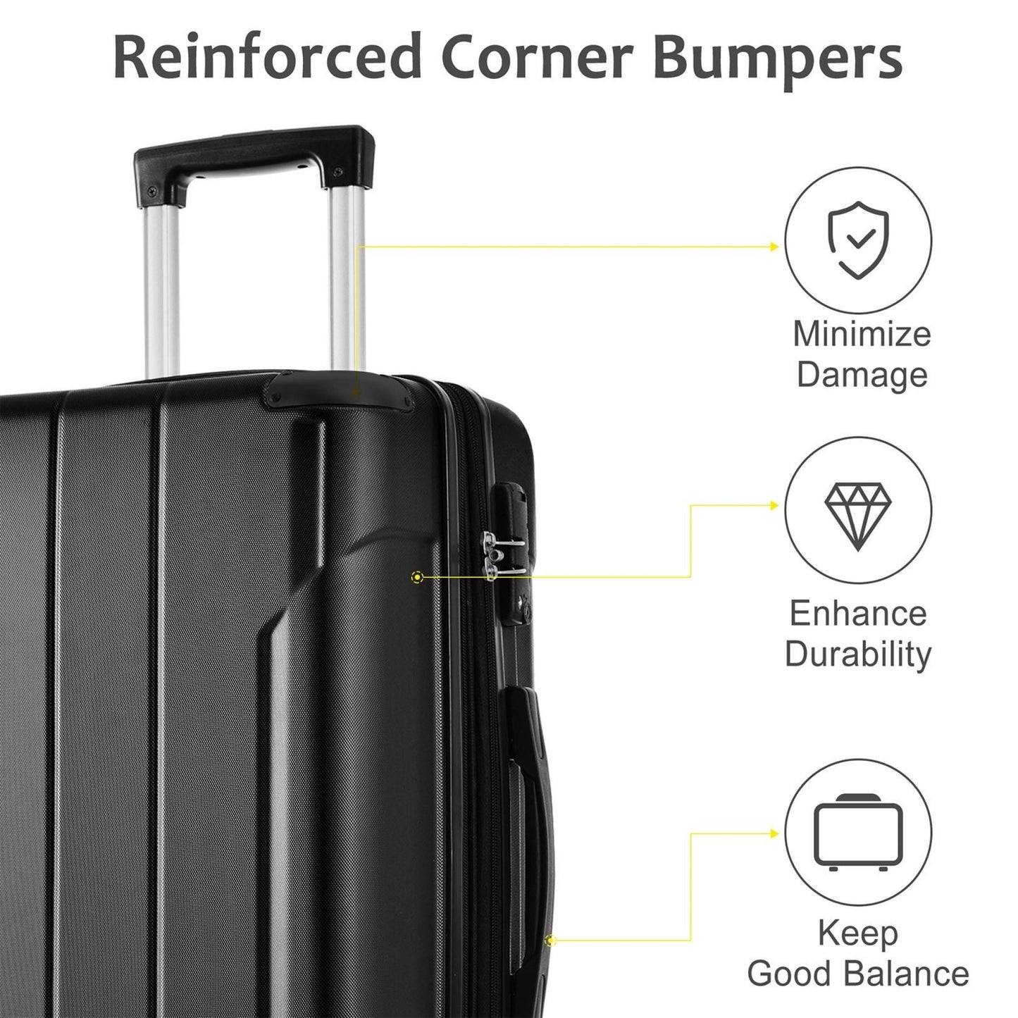 Carry on Luggage 24 inch, ABS+PC Lightweight 65L Capacity Hardshell Suitcase with TSA Lock & Wheels for Travel Trip