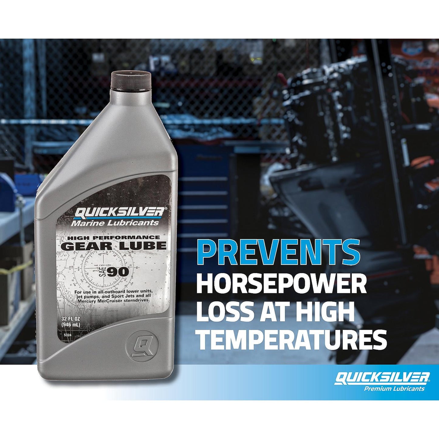 Quicksilver SAE 90 High Performance Gear Lube for Outboards and Sterndrives, 32 oz