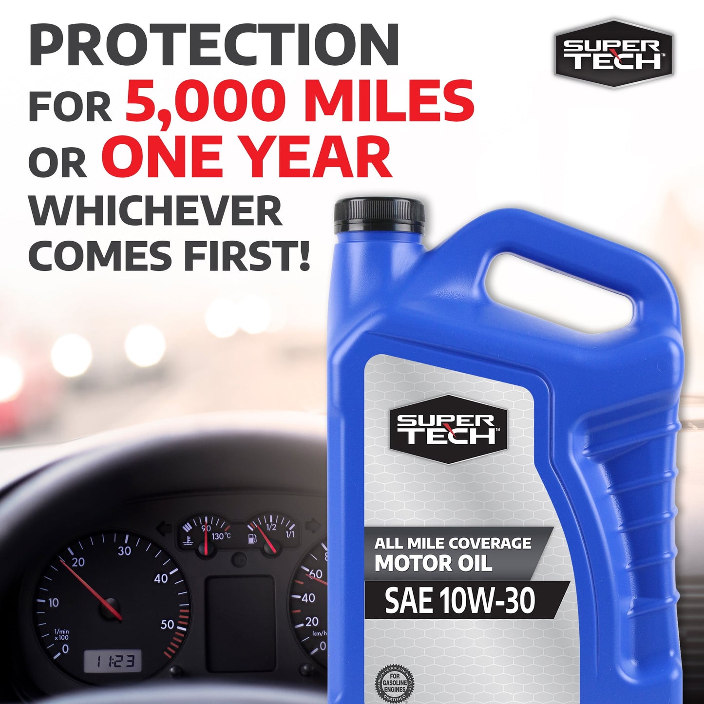 (2 pack) Super Tech All Mileage Synthetic Blend Motor Oil SAE 10W-30, 5 Quarts