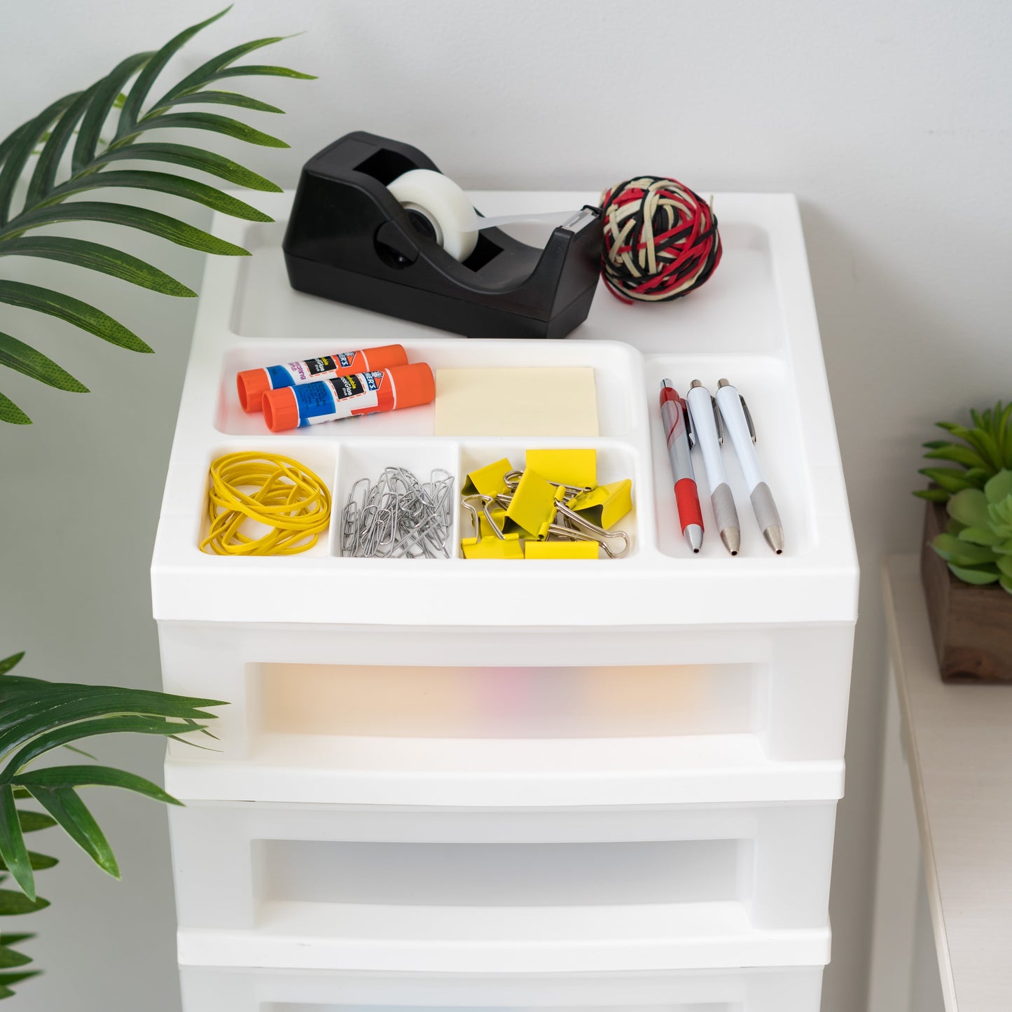 IRIS 9-Drawer Narrow Plastic Storage Drawer Cart with Organizer Top, White